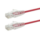RJ45 Cat6 UTP Ultra-Thin Patch Cable - Premium Fluke® Patch Cable Certified - CMR Riser Rated - Red