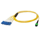 8-Fiber Singlemode MPO/APC Female no guide pins to 8x LC/UPC clipped in pairs - OFNP Plenum