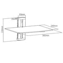 Media Player A/V Component Wall Mount Single Shelf, Glass - Black
