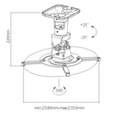 Projector Wall/Ceiling Mount – 4 Arm Tilt & Rotate - 220mm  Length - Black