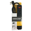 6 Outlet Power Strip - 3ft Cord, Down Angle Plug - Black