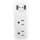 2 Outlet Power Tap w/ 2 USB Charging Ports - White