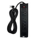 6 outlet Surge Protector - 1150J, 15ft Cord, Down Angle Plug - Black