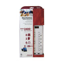 8 Outlet Surge Protector - 2400J, 6ft Cord, Down Angle Plug, 2 USB Charging Ports - White