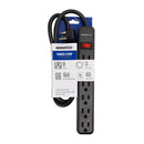 6 Outlet Power Strip - 3ft Cord, 45 Degree Angle 5-15P Plug - Black
