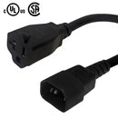NEMA 5-15/20R to IEC C14 Power Cable - SJT Jacket