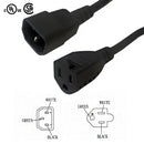 NEMA 5-15R to IEC C14 Power Cable - SJT Jacket