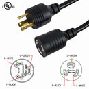 1ft NEMA L6-30P to NEMA L6-20R Power Cable - 12AWG - SJT Jacket (250V 20A)