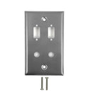 2-Port DB9 size cutout + 2 x 3/8 inch hole Stainless Steel Wall Plate