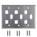 Triple Gang, 3-Port DB9 Size Cutout, 6 x Keystone Stainless Steel Wall Plate