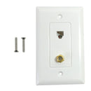 Single gang decora style coax 1x telephone wall plate 6P4C - White